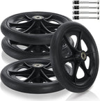 Covzoe 4 Pack 8 Inch Replacement Wheelchair Wheels, Wear Resistant Walker Wheels PU Tires, Anti-Slip Cast Roller Wheel for Most Floors, Black