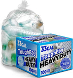 Toughbag Trash Bags 33x39 33 Gal 100/case Garbage Bags 1.2 Mil (Clear)