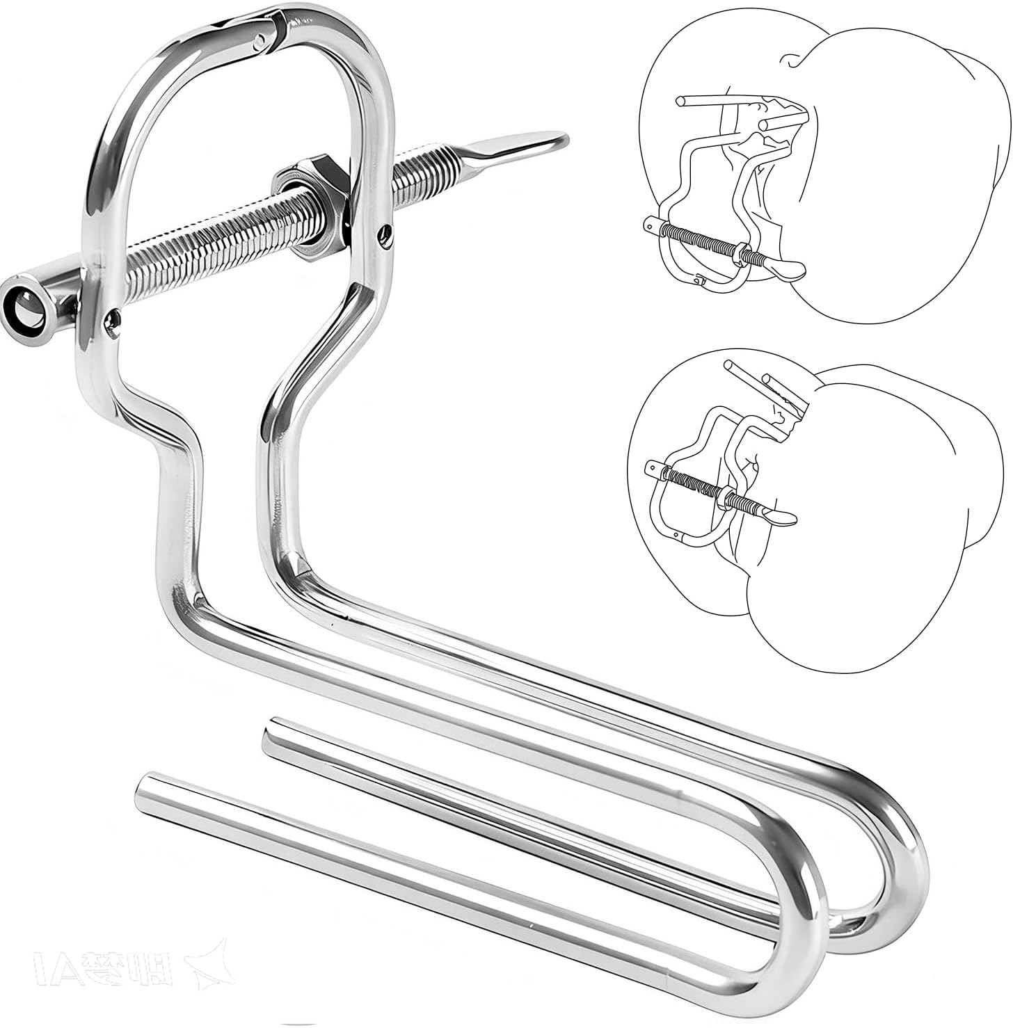 Stainless Steel Anal Expander Adjustable Anal Dilator Plug, Smooth Butt Plug Anus Dilator,BDSM, Adult SM Sex Toy for Women & Men