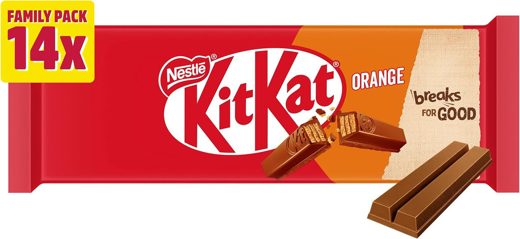 KitKat Fingers Original 14x20g, 289g, A delicious chocolate bar of 2 fingers of crispy wafer biscuit covered with smooth milk chocolate