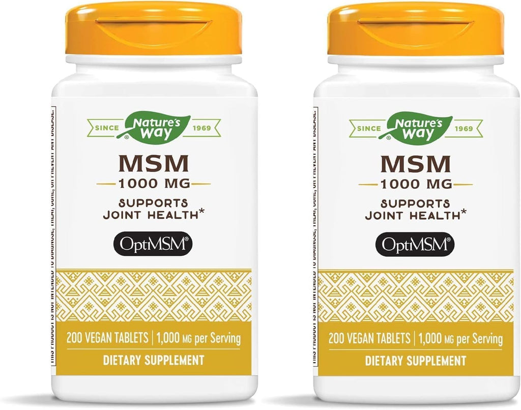 Nature's Way MSM 1000 mg - Joint Health Supplement* - With Methylsulfonylmethane - Gluten-Free & Vegan - 200 Tablets (Pack of 2)