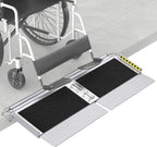 FACHNUO 1 Feet Portable Threshold Ramp with Self-Adjusting Bottom, Wheelchair Ramp for Home Doorways, Non-Skid Handicap Ramp for Home Steps, Folding Wheel Chair Ramp, Maximum Applicable Height 2"
