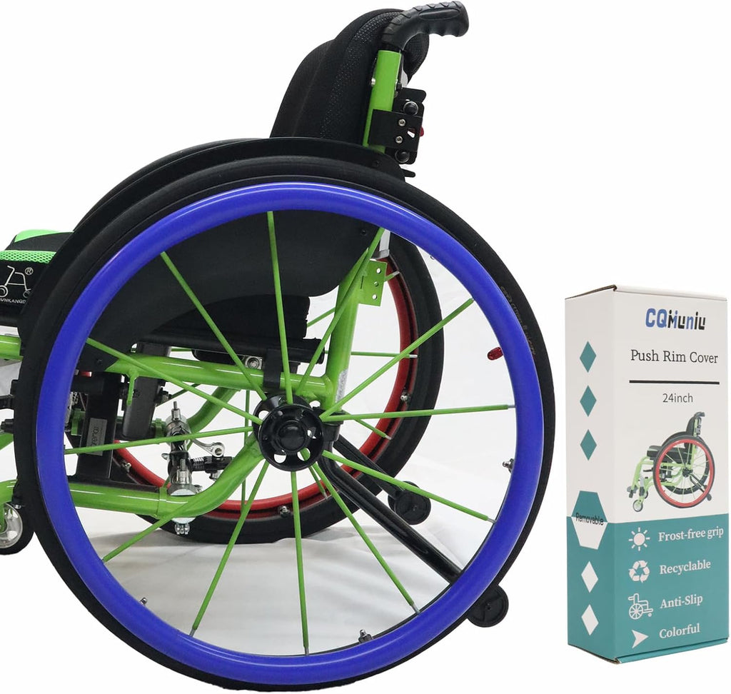 Wheelchair Cover Wheelchair Accessories 24in Wheelchair Push Rim Covers 1 Pair Non-Slip Wear-Resistant Hand Push Cover Wheelchair, Blue