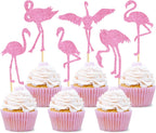 24Pcs Flamingo Cupcake Toppers Tropical Flamingo Summer Hawaii Theme Party Birthday Wedding Party Cake Decorative Supplies