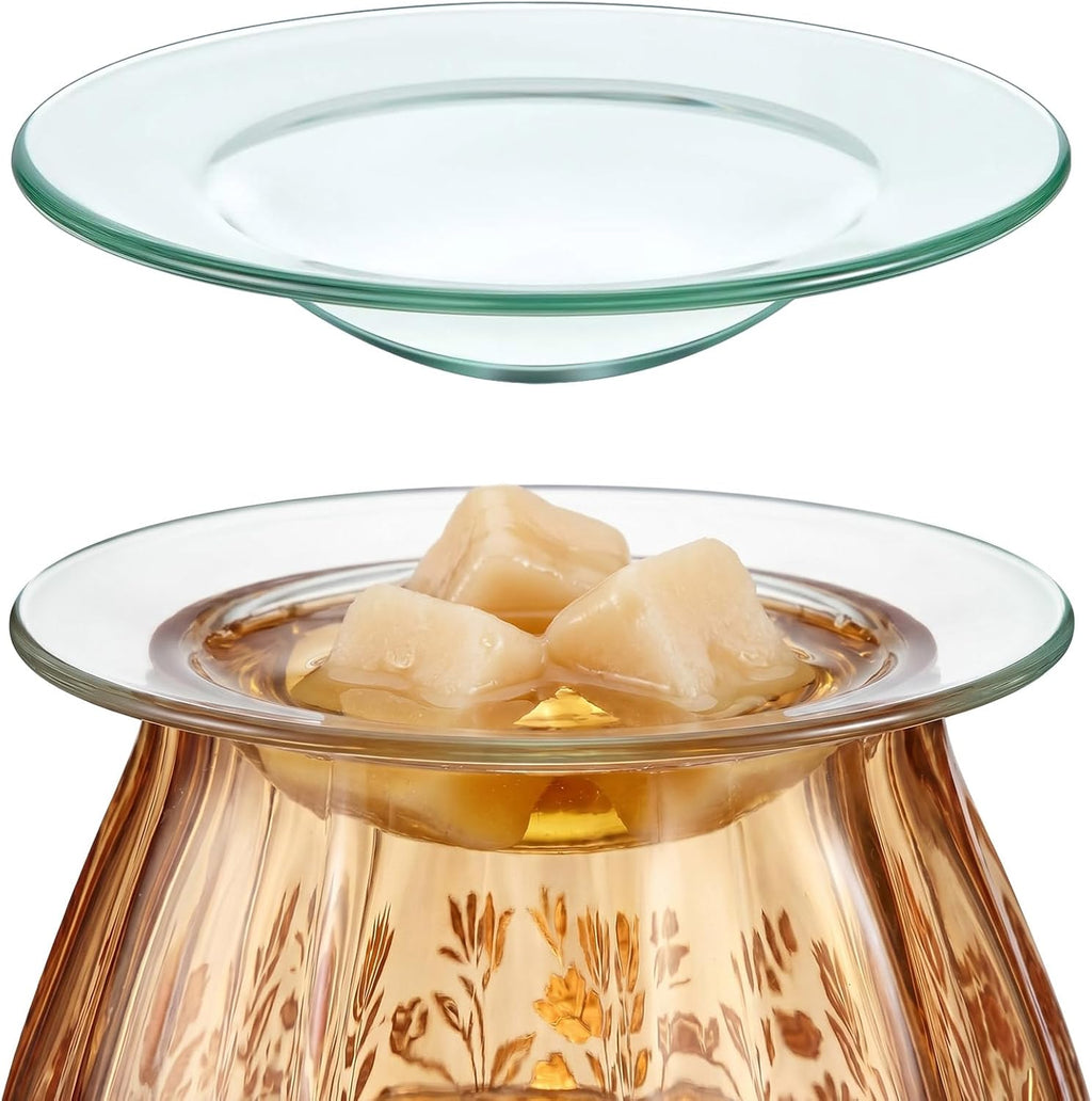 Patelai Replacement Oil Warmer Dish Round Glass Dish Wax Melt Candle Warmer Bowl Plate Lid Tray for Aroma Therapy Lamp Electric Lamps Oil and Tart(1 Piece,4.5 Inches)