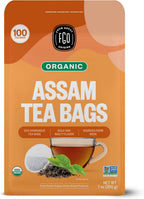 FGO Organic Assam Tea, 100 Count, Eco-Conscious Black Tea Bags, Resealable Bag, Packaging May Vary (Pack of 1)