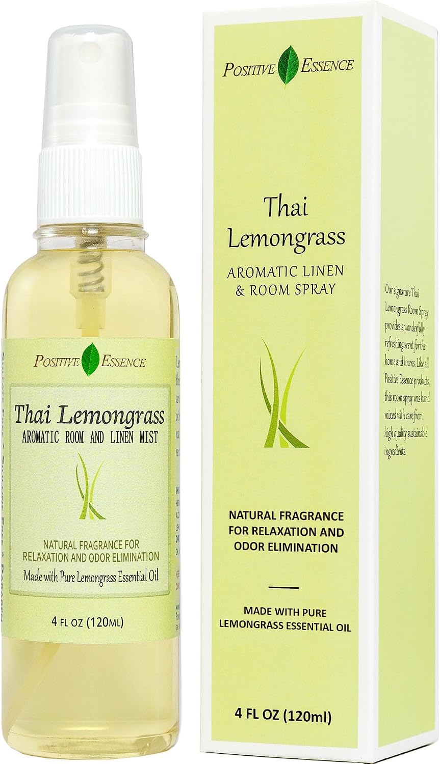 Thai Lemongrass Linen and Room Spray, Natural Air Freshener Made with Pure Lemongrass Essential Oil, Bathroom Air Freshener or Calming Pillow Spray
