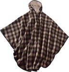 Wheelchair Poncho Coat for Adults, Warm Windproof Fleece-Lined Checkered Winter Wheelchair Blanket with Hood for Men and Women, Water Resistant Outdoor Use