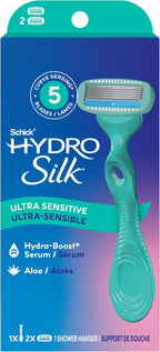 Schick Hydro Silk Ultra Sensitive Razor for Women | Womens Razor for Sensitive Skin, 5 Blade Razors for Women, Womens Razors for Shaving, Includes 1 Handle & 2 Refills