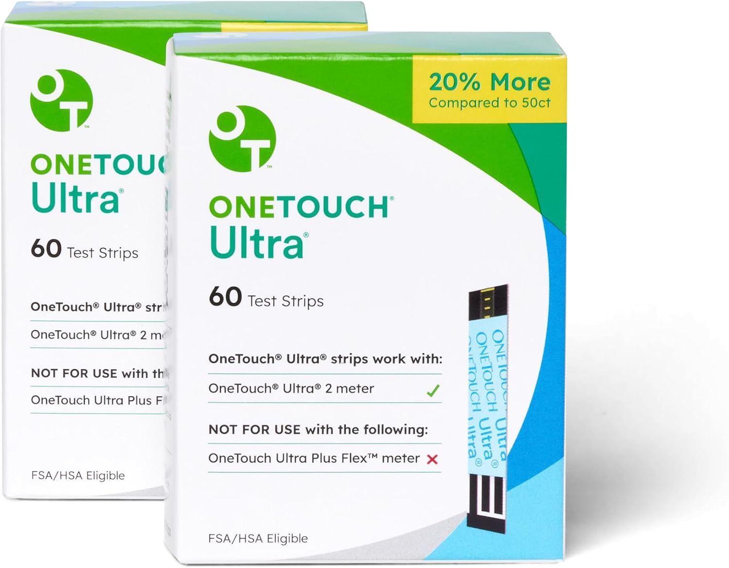 OneTouch Ultra Test Strips - 120 Count - Diabetic Test Strips for Blood Glucose Meter & Daily Blood Sugar Levels - 60 Count/Pack (2 Pack)