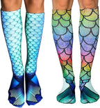 2-Pair Mermaid Knee High Stocking, Soft Over the Calf Boot Socks Leg Warmers Stockings for Cosplay Women