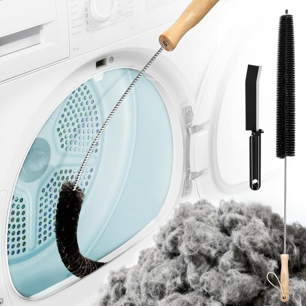 Holikme Dryer Vent Cleaner Kit - Household Cleaning Supplies, Dryer Lint Brush, Refrigerator Long Coil Brush, Flexible Lint Remover, Removing Dust and Pet Hair