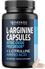 L-Arginine Capsules with L-Citrulline - Nitric Oxide Supplement - L Arginine and L Citrulline Blend - 120 Count - Vegan, Non-GMO Capsules for Performance, Endurance and Muscle Support - 2 Month Supply