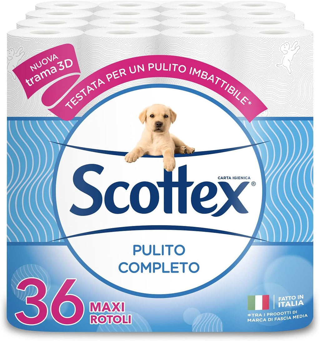 Scottex Clean Complete Hygienic Paper, Pack of 36 Maxi Rolls - 3620 Gr