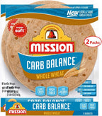 Mission 10 Inch Carb Balance Whole Wheat Tortillas LARGE Burrito 8 ct 20 oz Pack of 2 Total of 40 oz Kosher Certified