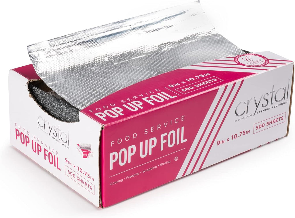 Crystal by crystalware FPU9103000B Premium Aluminum Foil Pop Up Sheets, 9" x 10.75" 500 Sheets