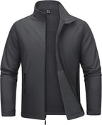 MAGCOMSEN Men's Fleece Lined Softshell Jacket Lightweight Waterproof Windbreaker Zip Up Winter Rain Coat Tactical Hiking