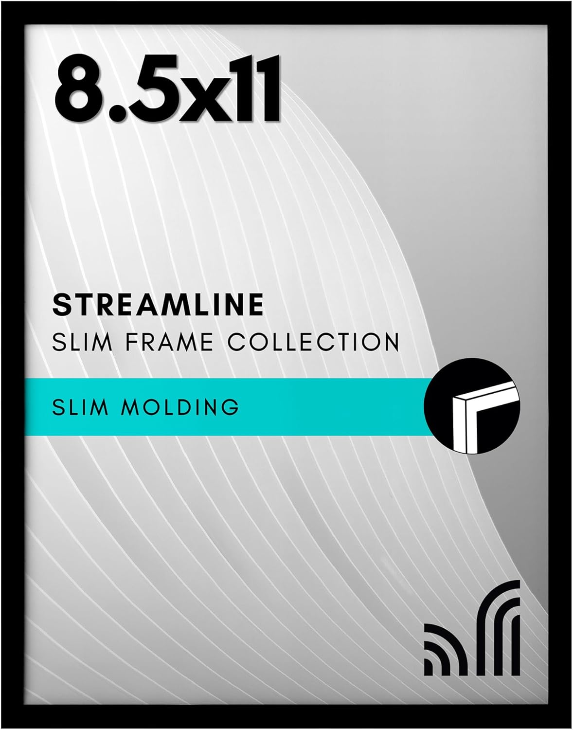 Americanflat 8.5x11 Picture Frame with Shatter-Resistant Glass - Streamline Collection - Thin Border Photo Frame for Tabletop and Wall Display - Hanging Hardware and Easel Stand Included - Black
