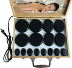 Hot Stones Massage Set with Bamboo Heating Case 8/12/16/18 Pcs Hot Stone Massage Kit Black Basalt Stones for Massage for Home Spa Relaxation Pain Relief(Size:16 Piece Set)