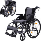 Aluminum Multifunctional Manual Wheelchair, Wheelchairs for Adults with Anti-tippers,Foldable Portable Self-propelled Wheelchair,440-Ib Weight Capacity