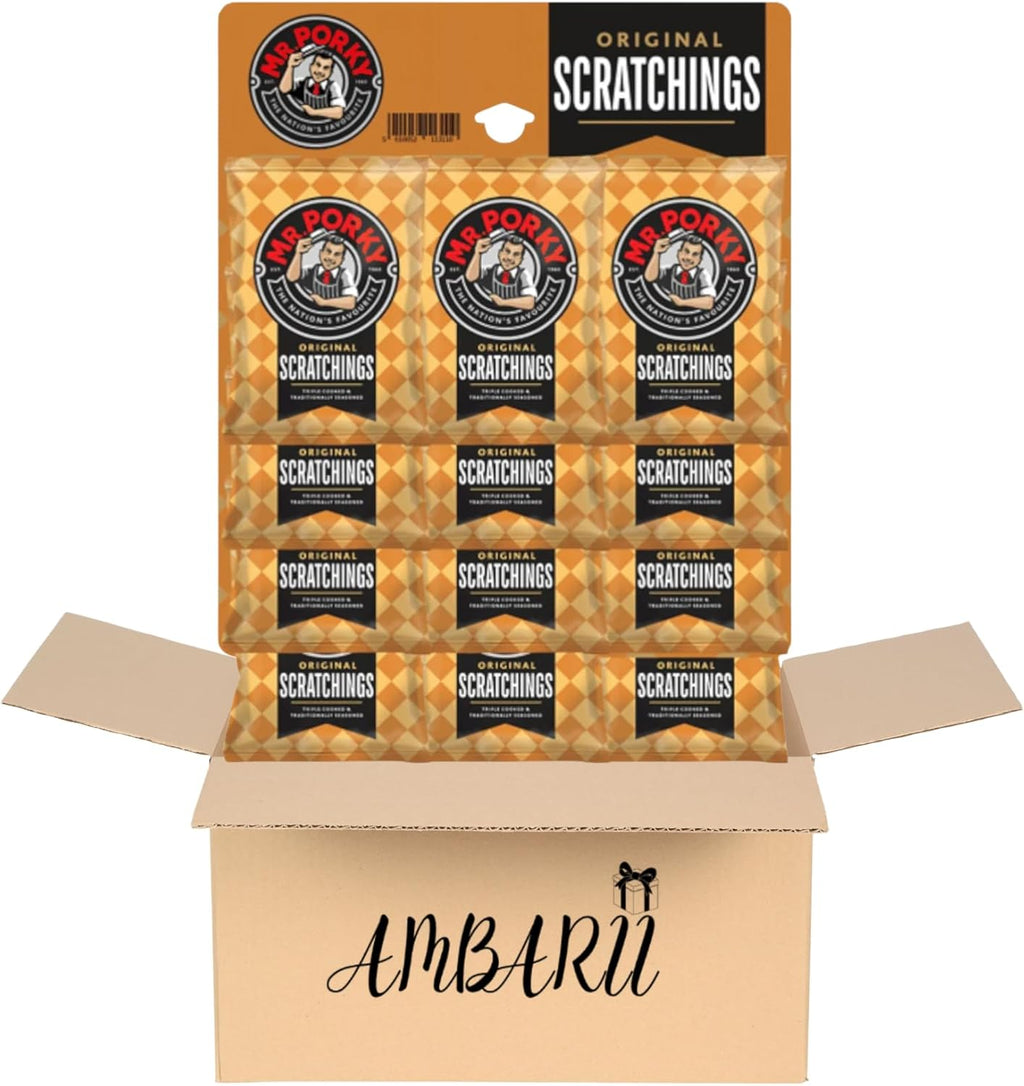 AMBARII MR. PORKY Original Scratchings 25g x 12 Pub Card Original Scratchings