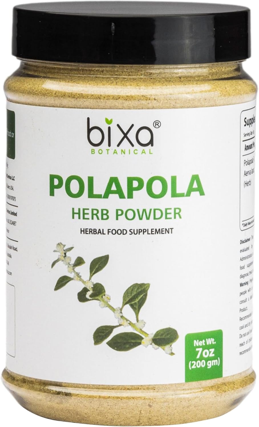 bixa BOTANICAL Polapola Powder/Aerva lanata Ayurvedic Natural Herbal Supplement Pure Authentic Premium Quality Liver Cleanse Detox Superfood | Supports Healthy Liver Functions 7 Oz (200g)