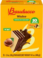 Bauducco Wafer Cookies, Chocolate Hazelnut, Single Serve, 14.1 oz (Pack of 10) - Individually Wrapped Crispy Wafers - Triple-Layer Cream-Filled Dessert - Convenient Indulgence To-Go.