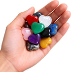 Heart Shaped Healing Crystals 10 PCS 1 Inch - Palm Worry Stone for Chakra Reiki Balancing Meditation, Spiritual Love Gifts for Women（Color Mixing）
