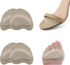 2 Pairs Leather Forefoot Rest Heel Cushion Inserts Ball of Foot Cushion Pads Anti-Shoes Pads Sole Protectors Adhesive Shoe Sole Protectors Half Foot Pads (2 Thick)