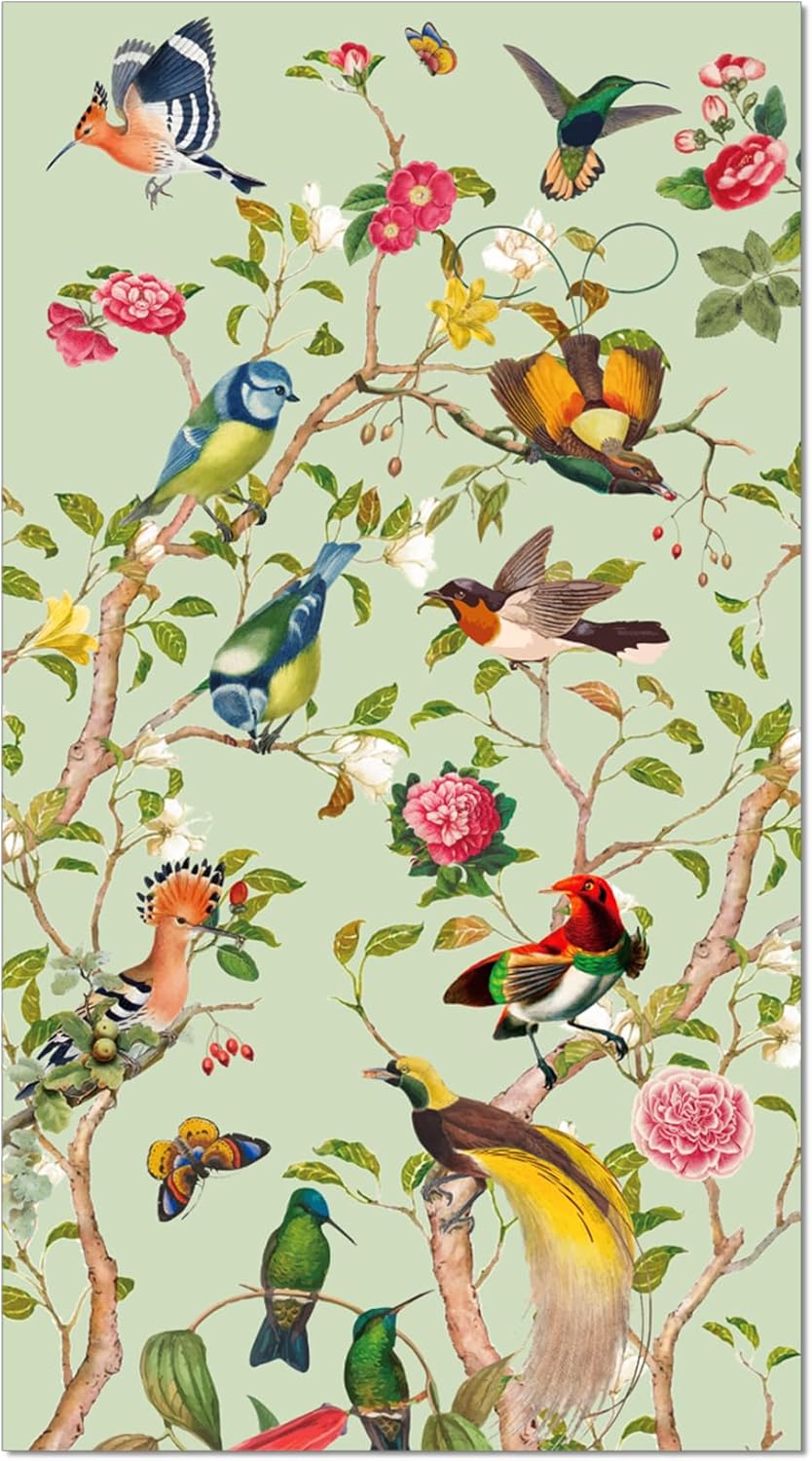 40 Pcs Floral Bird Paper Napkins, Vintage Bird Flower Guest Paper Napkins Disposable, Flower Dinner Hand Napkin for Wedding, Birthday, Bridal Showers, Baby Showers, Kitchen & Bathroom, 4.5x8 Inch