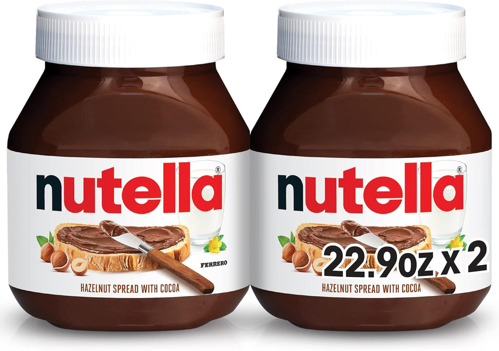 Nutella Chocolate Hazelnut Spread with Cocoa, Sweet topping for baking, breakfast and desserts, 2 Pack, 22.9 oz Each