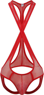 Men's Mesh Jockstrap Bodysuit Leotard Wrestling Singlet Bodysuit