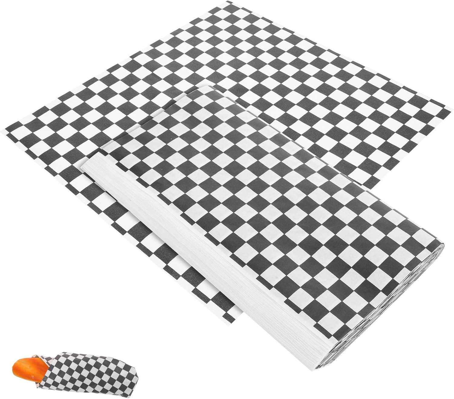 BESTonZON Checkered Food Grade Wrapping Paper 30x30cm 100 Sheets Oil-proof Greaseproof Parchment Sheets for Sandwich, Candy, Cake, Cheese, Baking and Food Basket Liners