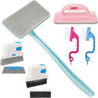 Chengu 8 Pcs Window Screen Cleaner & Track Cleaning Kit, Detachable Mesh Screen Cleaning Brushes Groove Brushes and Replacement Clean Cloths for Groove, Gaps, Sliding Door Track, Wet Dry Use