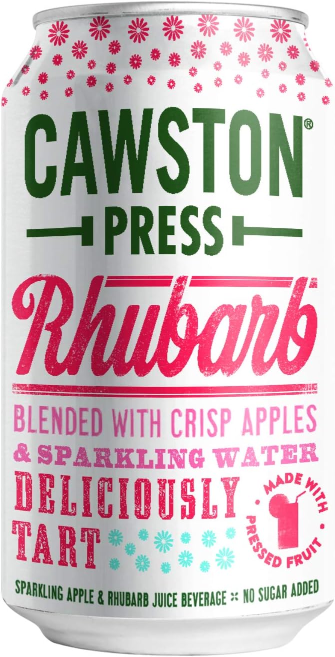 Cawston Press Sparkling Rhubarb & Apple Juice, 11.15 Ounce Cans (Pack of 24)