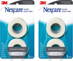 Nexcare Gentle Paper Tape, Medical Paper Tape, Secures Dressings and Lifts Away Gently, 1 in x 10 Yards, 2-Pack (4 Rolls)