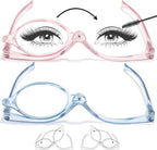 EYEGUARD 2 Pack Makeup Reading Glasses for Women Spring Hinge Make Up Glasses Magnifying Flip Down Cosmetic Readers