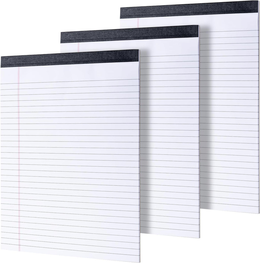 3 Pack Legal Pads 8.5 x 11, Notepads 8.5 x 11 Inch, 30 Sheets/Pack,White Note Pads Clear Print Writing Pads,Wide Ruled Legal Notepads,Lined Paper Pads,Sturdy Back for School,Home,Office,Business