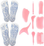 Threlaco 2 Pairs Reflexology Socks with Acupressure Massage Tools Set of 8 Foot Pain Relief Remedy Acupoint Massage Socks Tools for Women, Beginners, Yoga, Pilates