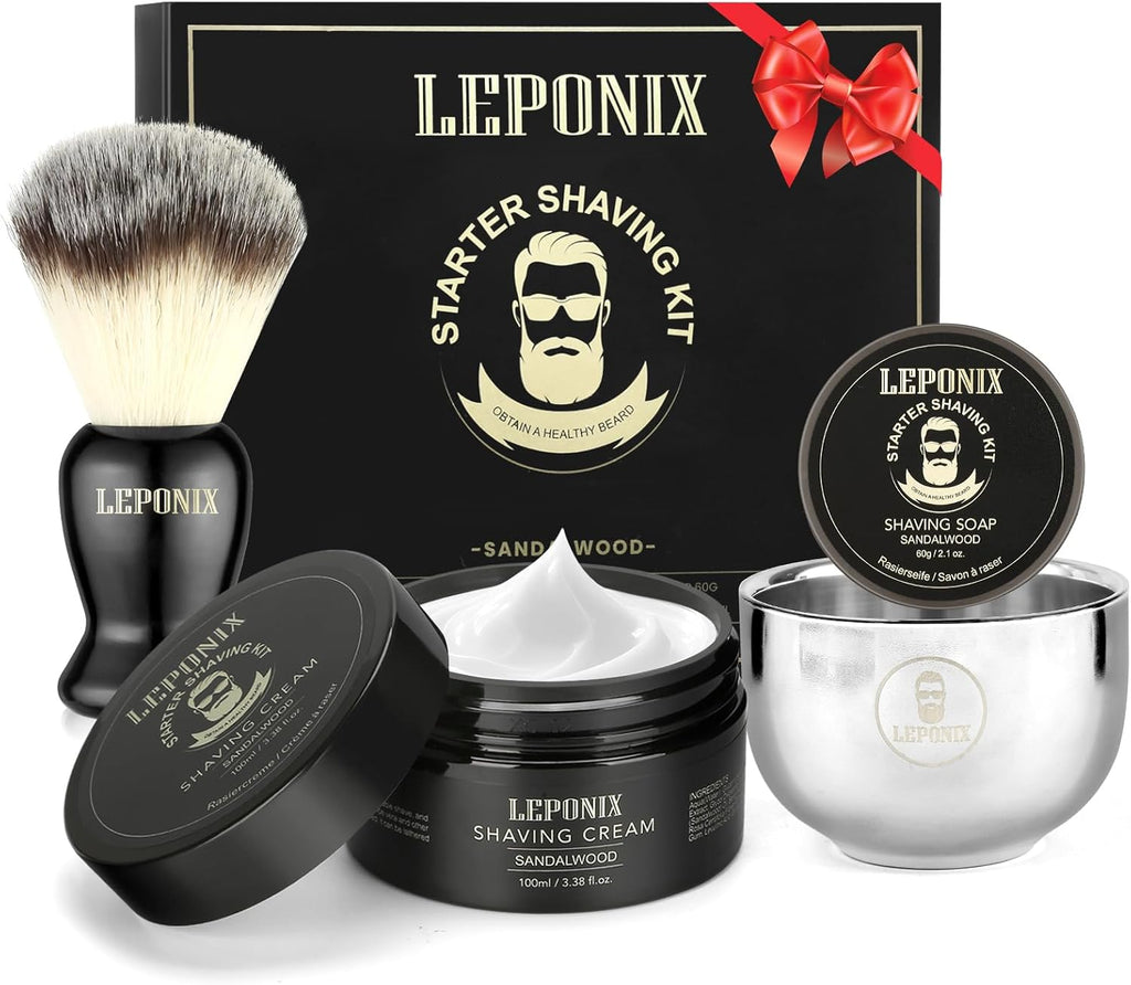 Mens Shaving Kit, The Ultimate Secret Santa Gift Set - Include Shaving Soap, Brush, Cream & Bowl – Premium Aftershave Christmas Gift Set for Him, Husband, Boyfriend – Ideal Grooming Essentials