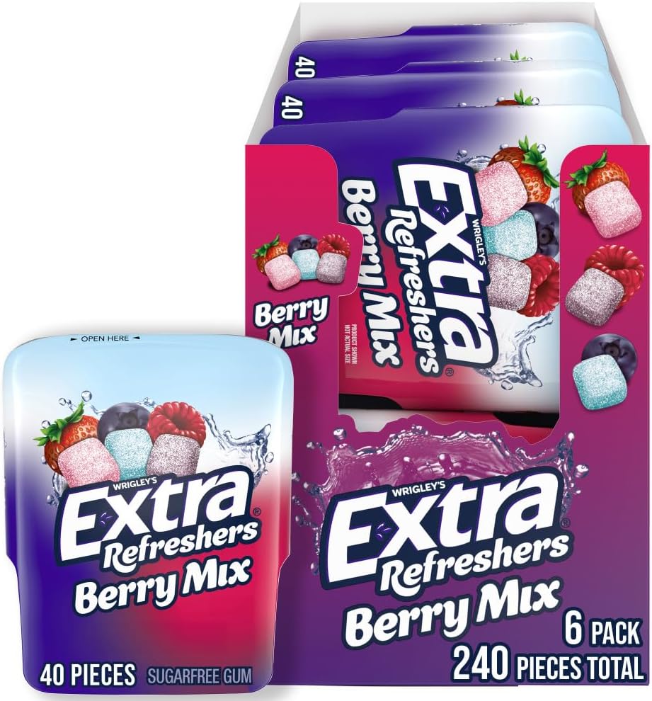 EXTRA Gum Sugar-Free Chewing Gum, Berry Mix - 3.21-Ounce 40-Piece Bottle (Pack of 6)