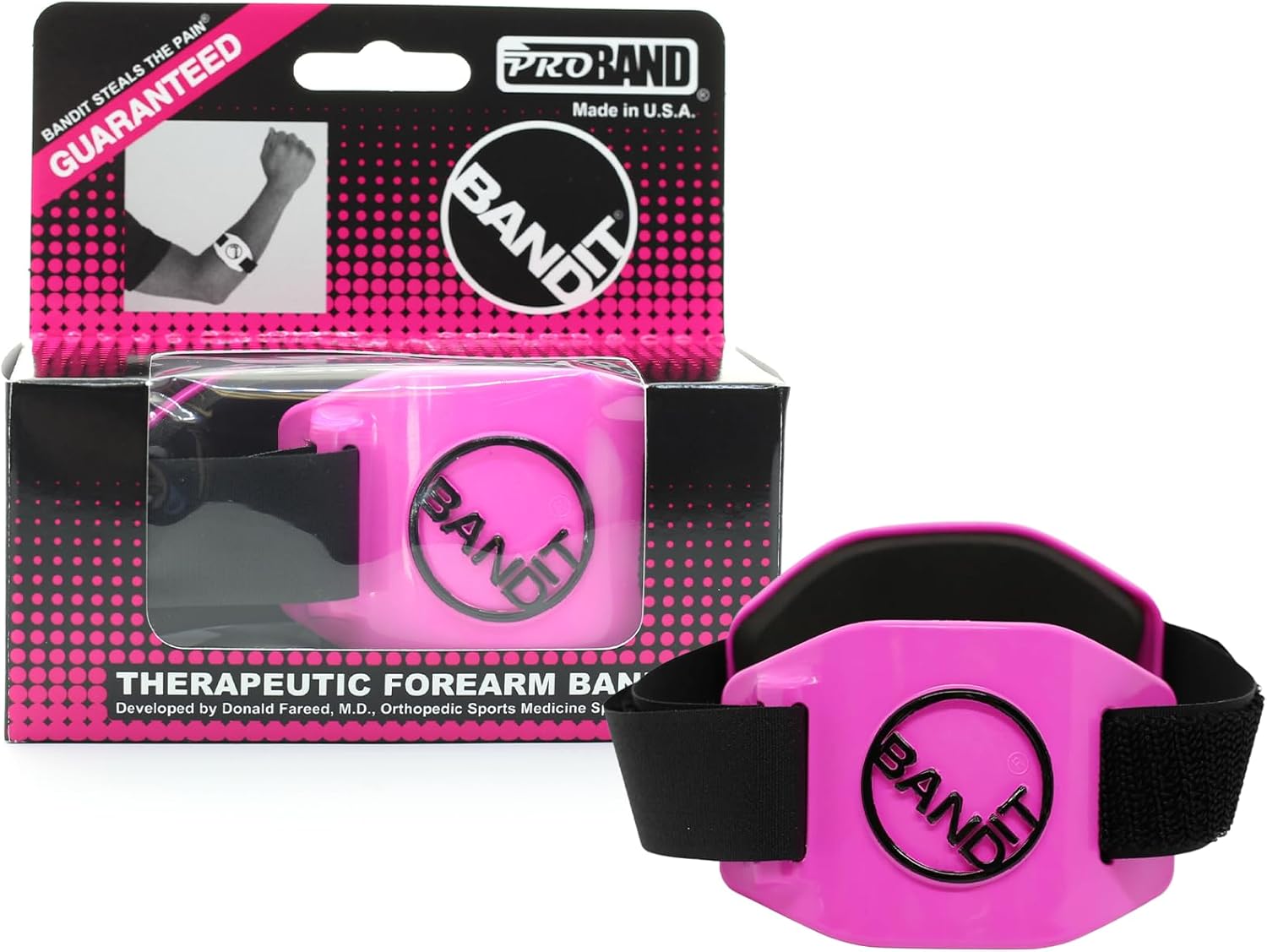 BandIT PINK - Compression Arm Band for Elbow & Forearm - Helps Relieve Pain & Swelling - For Carpal Tunnel, Tendonitis, Tennis & Golfers Elbow, Sprains, Arthritis & More - Latex-Free - One Size Fits