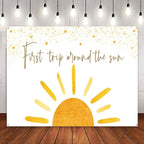 First Trip Around The Sun Backdrop for 1st Birthday Party Decorations Supplies,First Birthday Photography Backdrop Banner Muted Sunrise Wall Hanging Decor