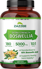 Zazzee Extra Strength Boswellia 10:1 Extract, 65% Boswellic Acid, 180 Vegan Capsules, 6 Month Supply, Boswellia Serrata, Joint Comfort, Mobility & Flexibility Support, Non-GMO, Made in the USA