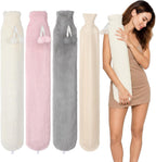 Tuanse 3 Pcs Long Hot Water Bottle with Cover 70 Fl Oz(2 Liter) Rubber Hot Water Bag for Pain Relief for Women Girl Seniors