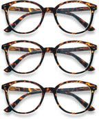 SIGVAN 3 Pack Reading Glasses Spring Hinge Stylish Readers Black/Tortoise for Men and Women