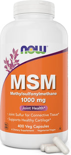 Now MSM 1000mg Veg Capsules, 400 Count Methyl-Sulphonyl-Methane, Made in USA, Sulfur Supplement, Non-GMO, Vegan Vegetarian Friendly