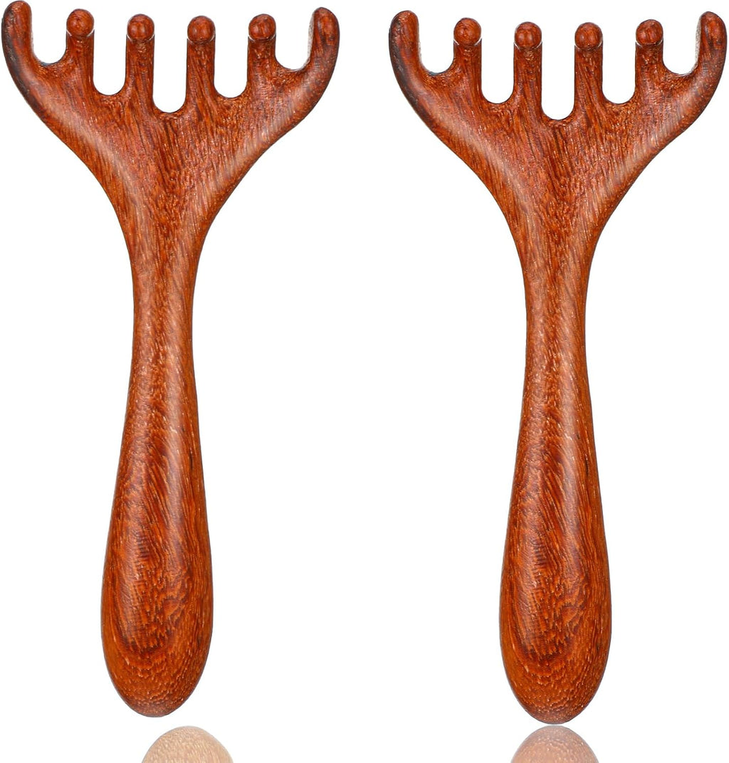 2 PCS Wood Scalp Massager, Wooden Massage Comb 6 Claws, Wood Head Massager Scalp Scratcher, Wooden Head Foot Scalp Massage Tool for Father's Day and Mother's Day Gifts