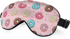 Silk Sweet Donut Sleep Eye Mask Chocolate Candy Food Polka Dot Stars Adjustable Strap for Travel Nap Shift Work Office