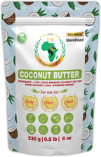 Africanada Foods Authentic Raw Coconut Butter | Butter | For DIY Face, Body, Hands | Unrefined | 100% Pure| Organic from Africa | Resealable Bag | 0.5 LB (230g)